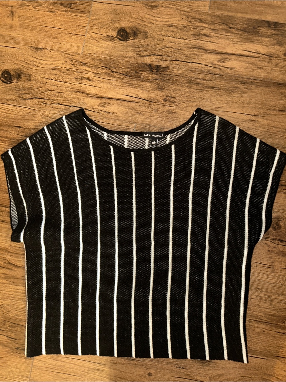 Sara Michelle Black & White Vertical Stripe Top